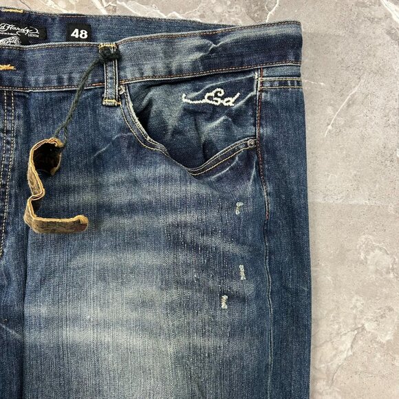 Vintage Ed Hardy Jeans Mens 48x34 Dead Stock Baggy Christian Audigier y2k Skull - Picture 13 of 16